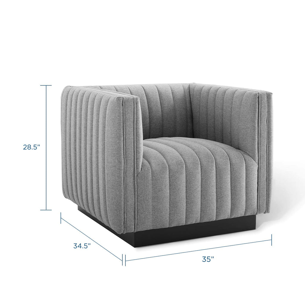 Conjure Tufted Upholstered Fabric Armchair in Light Gray
