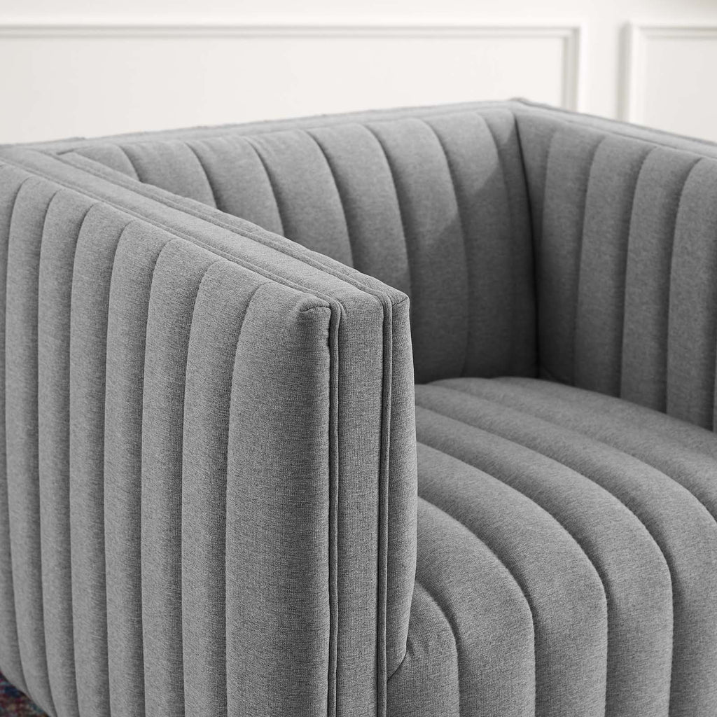 Conjure Tufted Upholstered Fabric Armchair in Light Gray