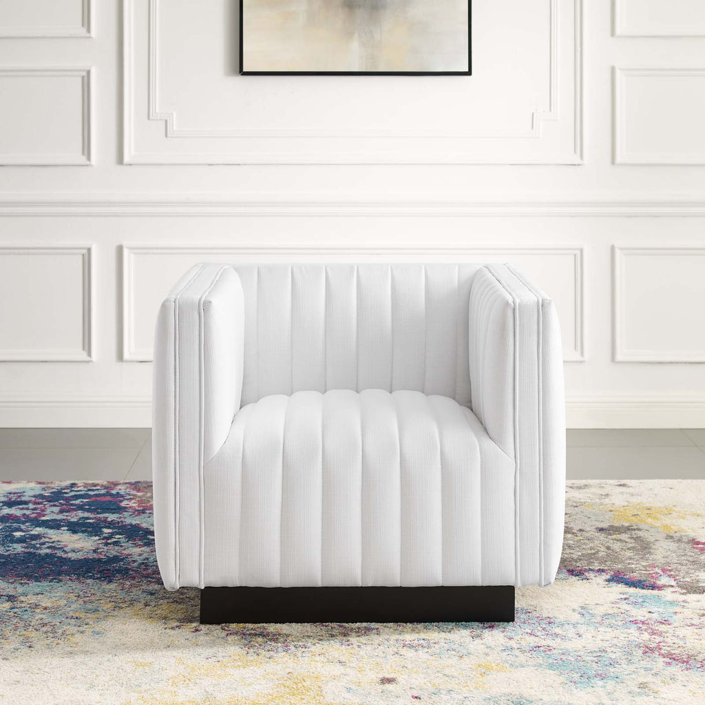 Conjure Tufted Upholstered Fabric Armchair in White