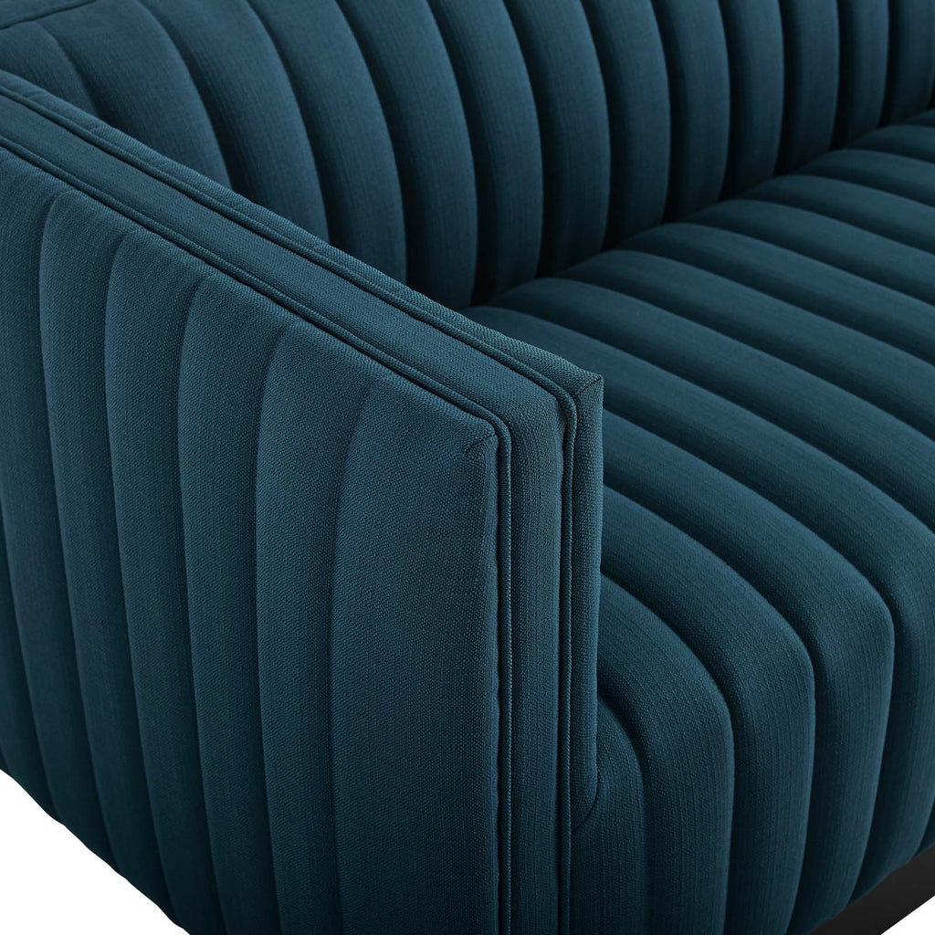 Conjure Tufted Upholstered Fabric Sofa in Azure