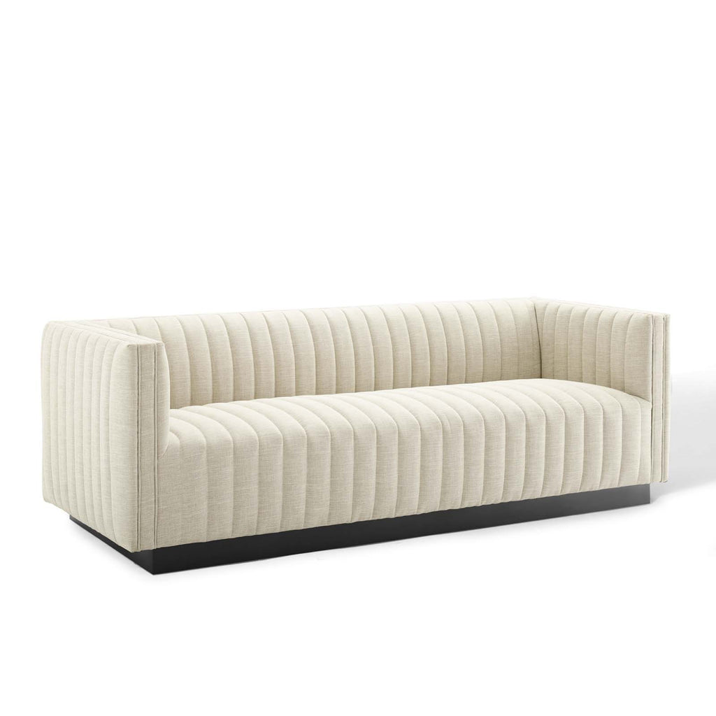 Conjure Tufted Upholstered Fabric Sofa in Beige