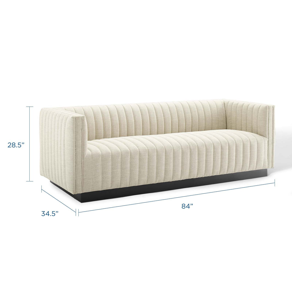 Conjure Tufted Upholstered Fabric Sofa in Beige