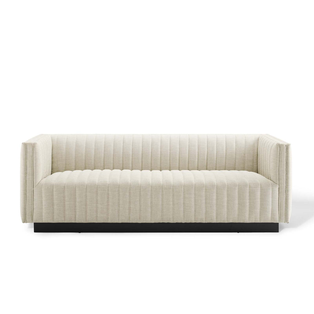 Conjure Tufted Upholstered Fabric Sofa in Beige