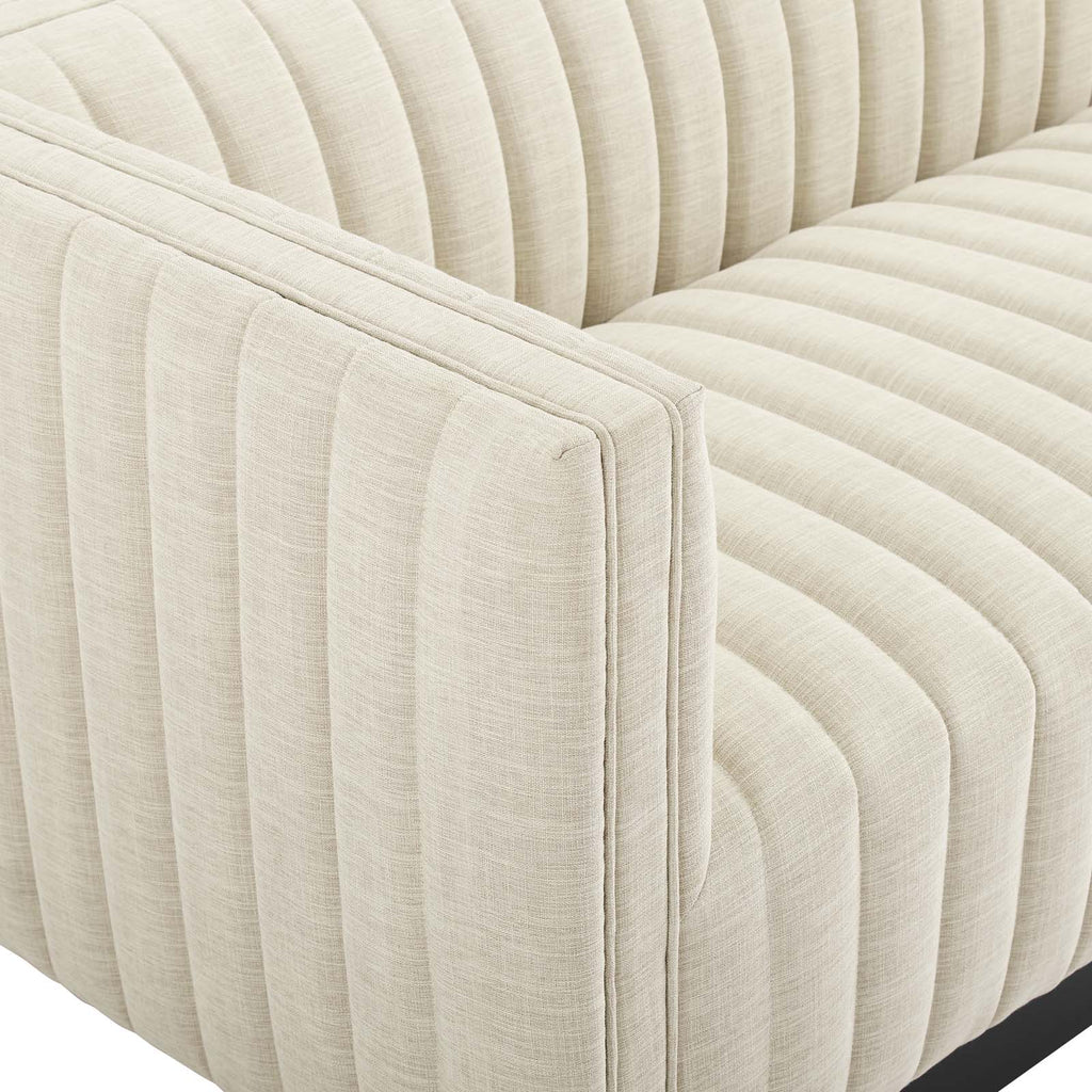 Conjure Tufted Upholstered Fabric Sofa in Beige