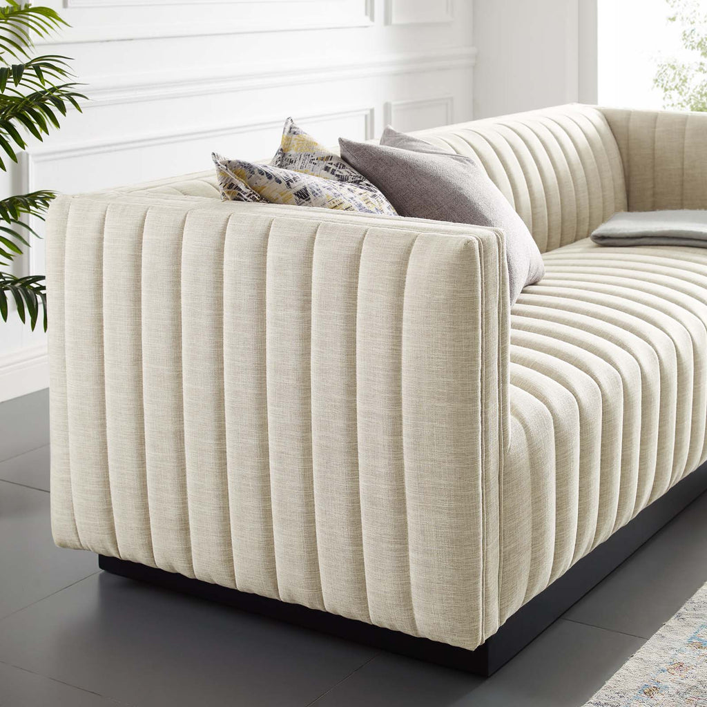 Conjure Tufted Upholstered Fabric Sofa in Beige