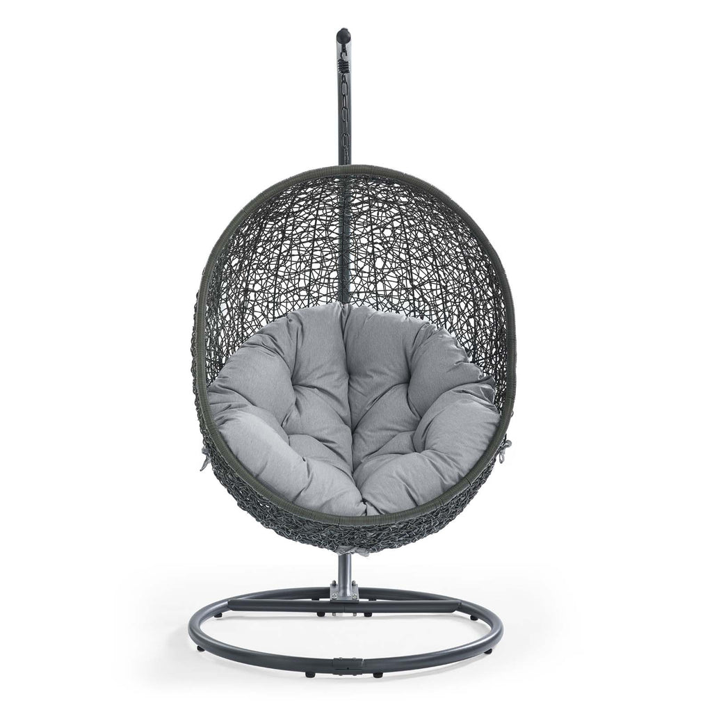 Hide Outdoor Patio Sunbrella Swing Chair With Stand in Gray Gray