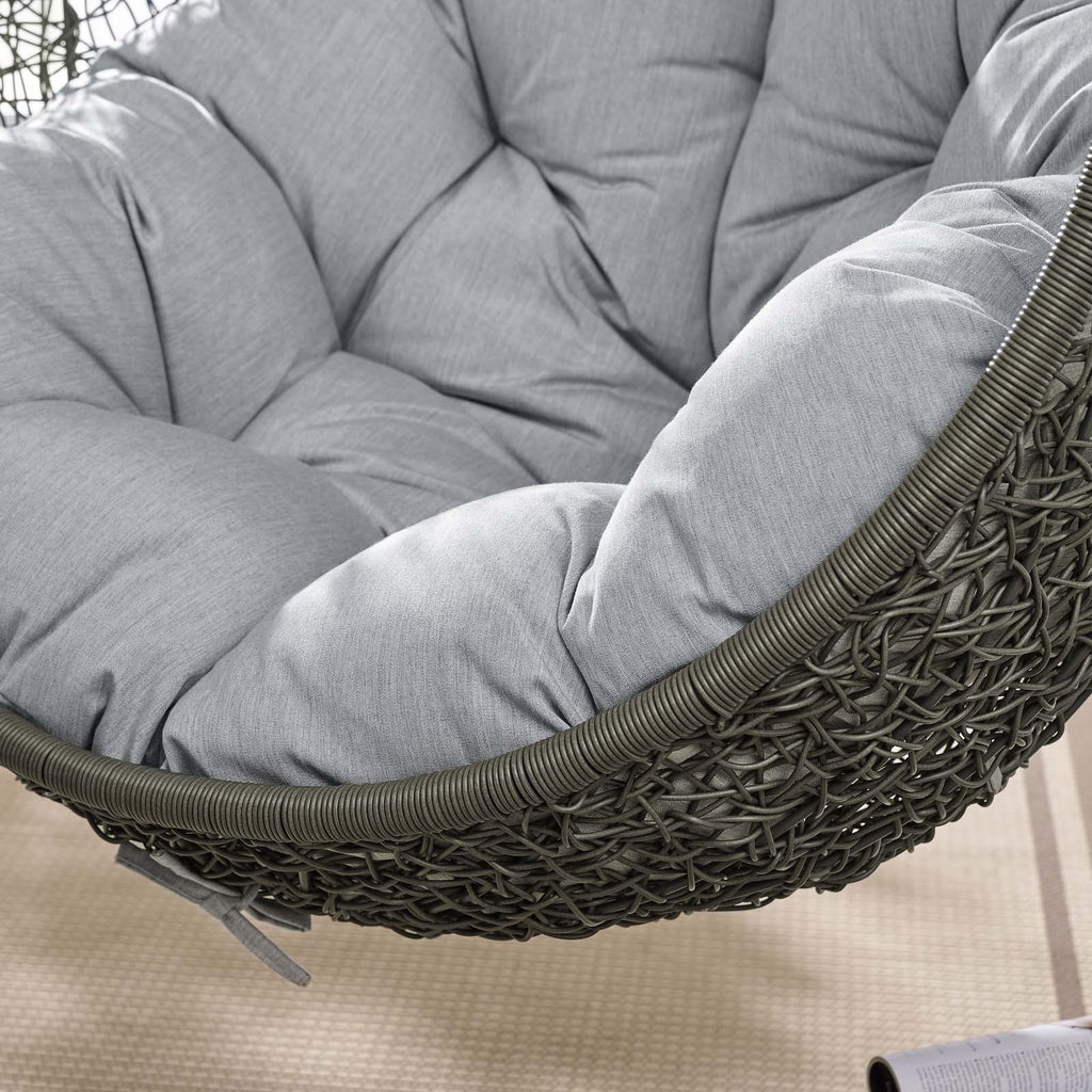 Hide Outdoor Patio Sunbrella Swing Chair With Stand in Gray Gray