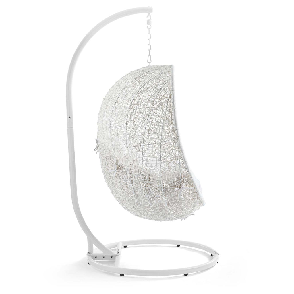Hide Outdoor Patio Sunbrella Swing Chair With Stand in White White