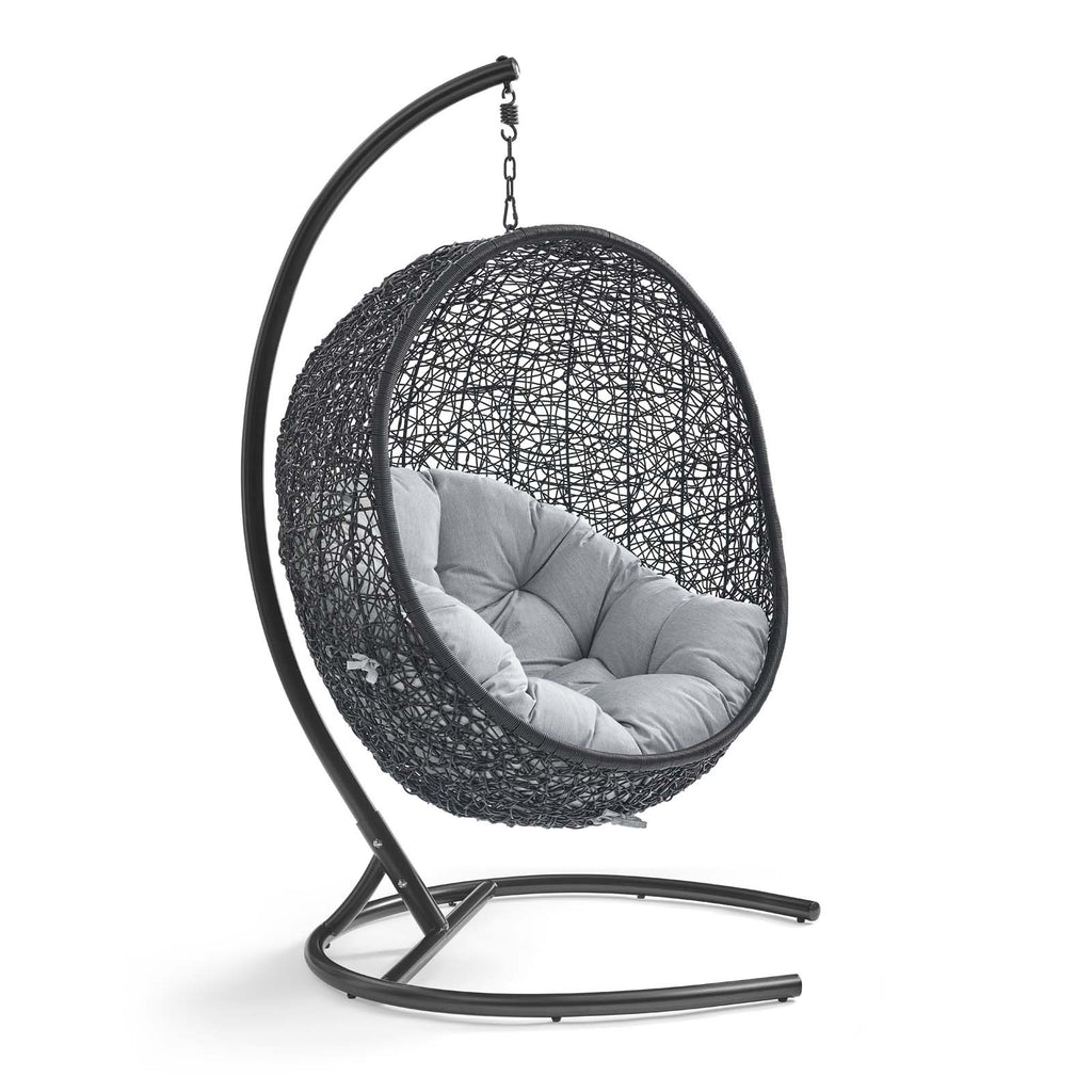 Encase Sunbrella Swing Outdoor Patio Lounge Chair in Black Gray