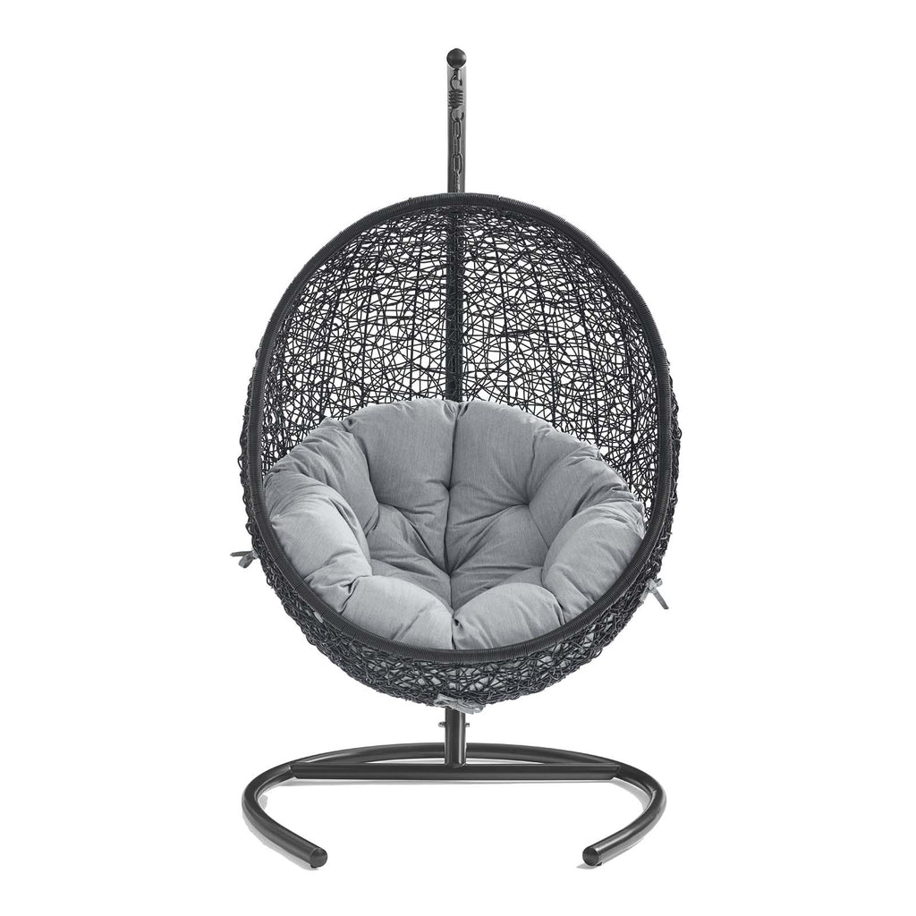 Encase Sunbrella Swing Outdoor Patio Lounge Chair in Black Gray