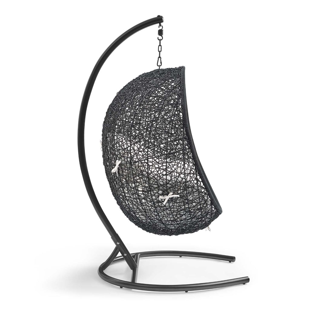 Encase Sunbrella Swing Outdoor Patio Lounge Chair in Black White