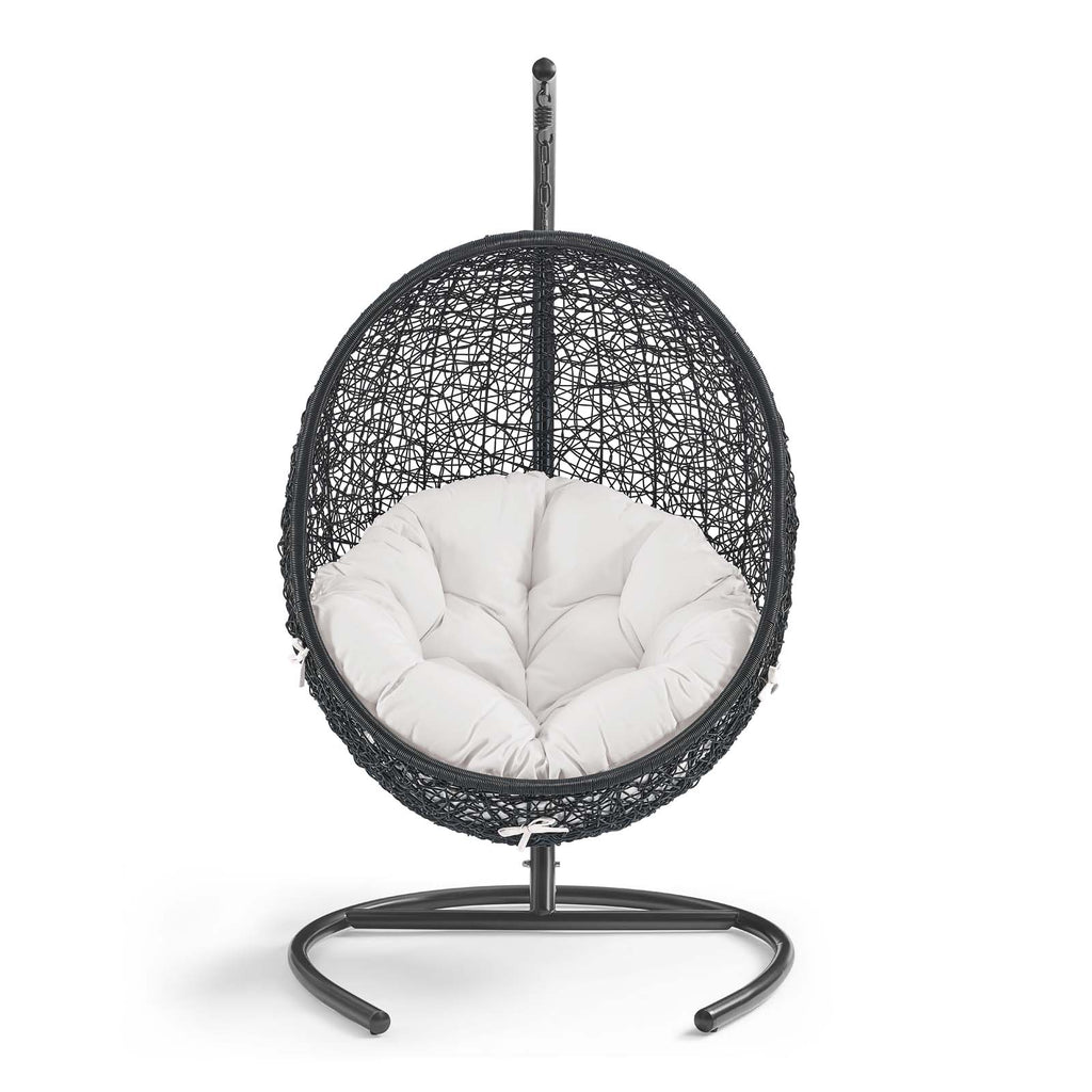 Encase Sunbrella Swing Outdoor Patio Lounge Chair in Black White