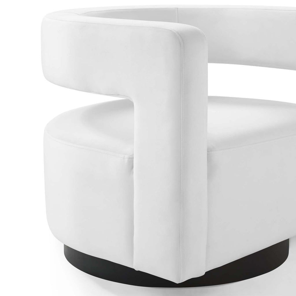 Spin Cutaway Performance Velvet Swivel Armchair in White