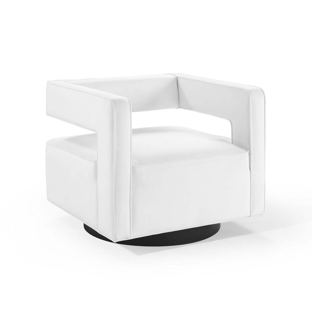 Booth Performance Velvet Swivel Armchair in White