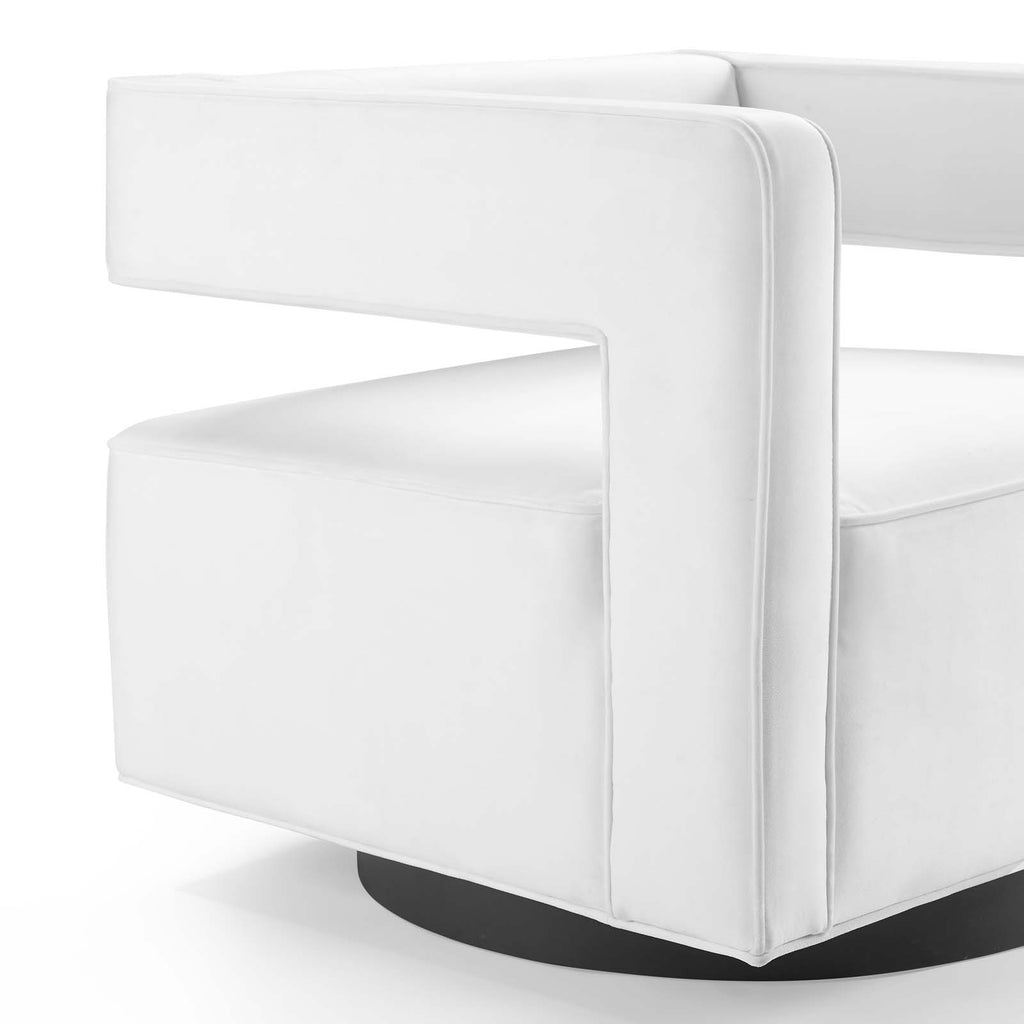 Booth Performance Velvet Swivel Armchair in White