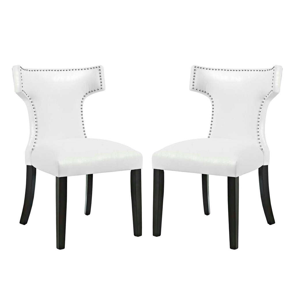 Curve Dining Chair Vinyl Set of 2 in White