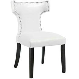 Curve Dining Chair Vinyl Set of 2 in White