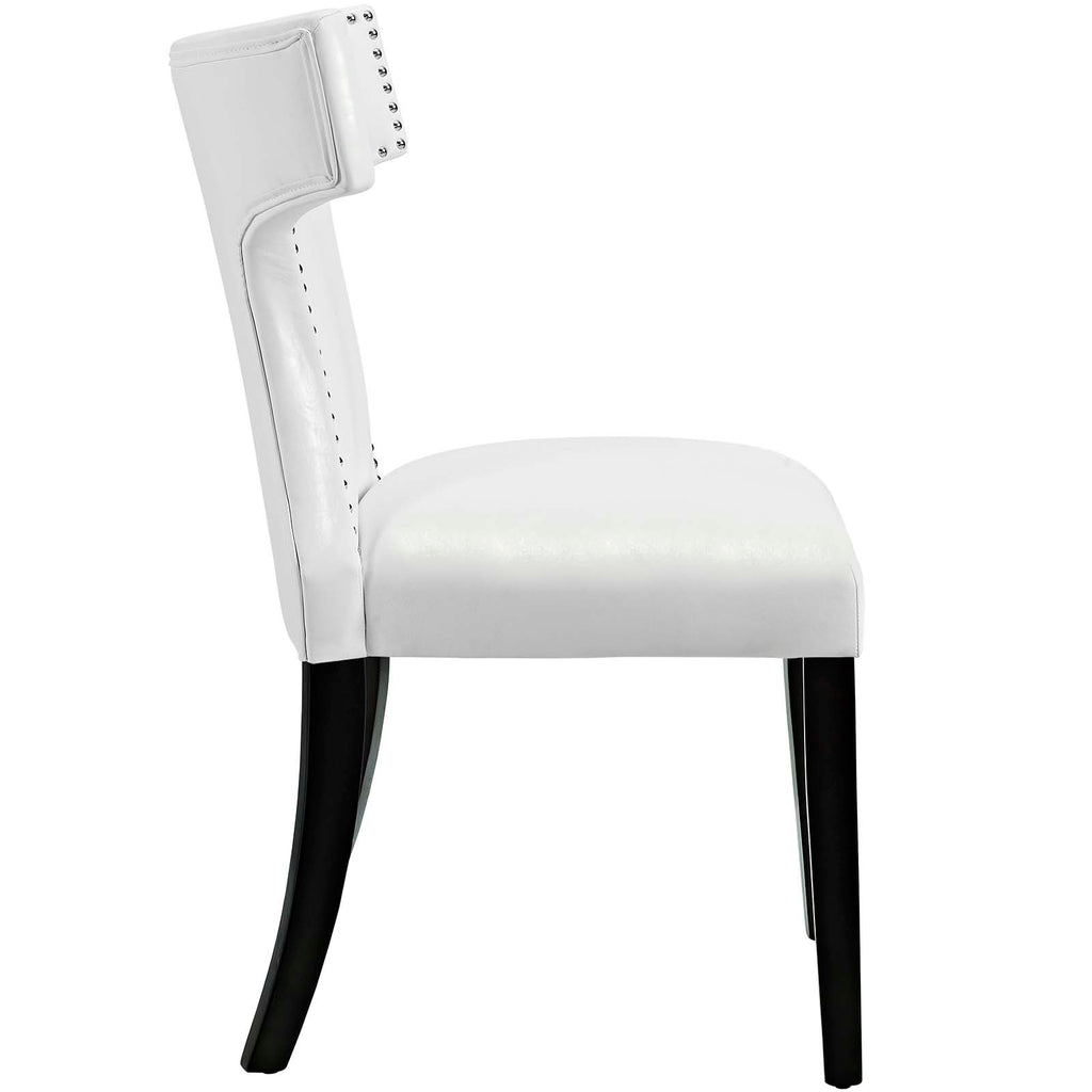 Curve Dining Chair Vinyl Set of 2 in White