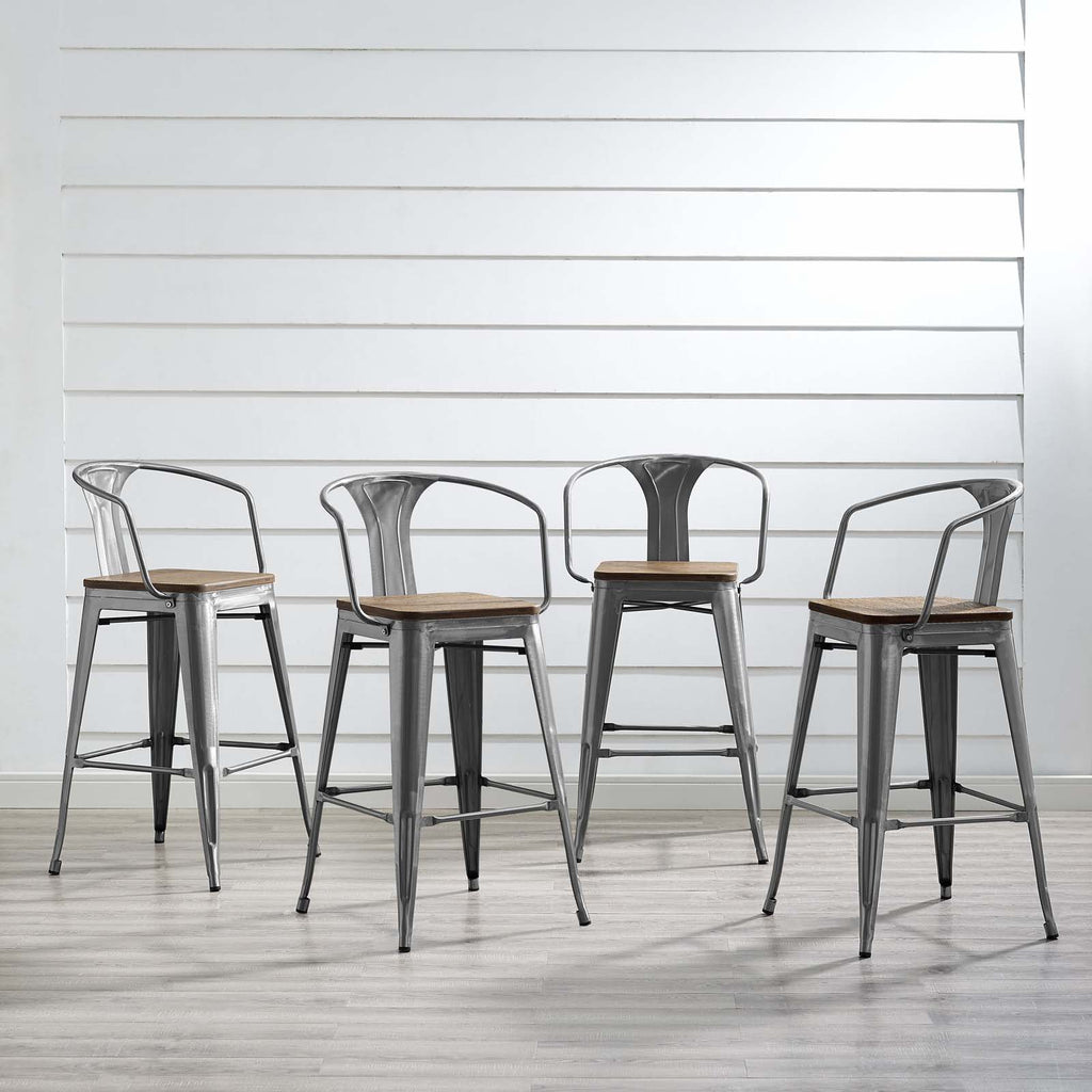 Promenade Bar Stool Set of 4 in Gunmetal-2