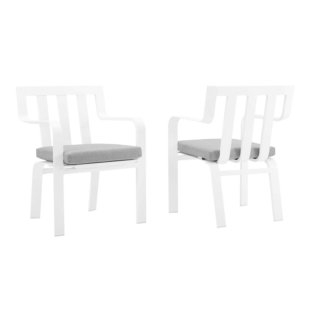 Baxley Outdoor Patio Aluminum Armchair Set of 2 in White Gray