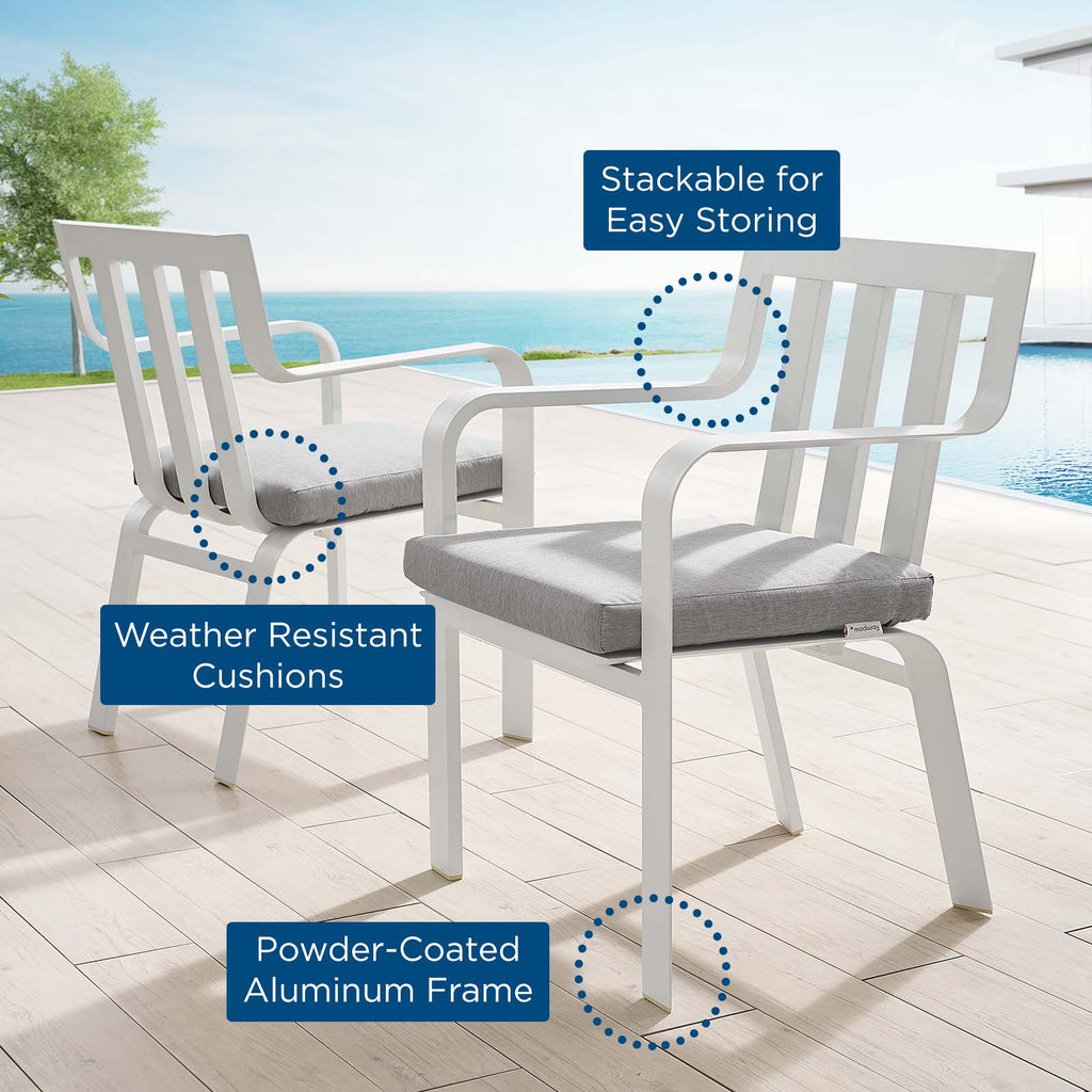 Baxley Outdoor Patio Aluminum Armchair Set of 2 in White Gray