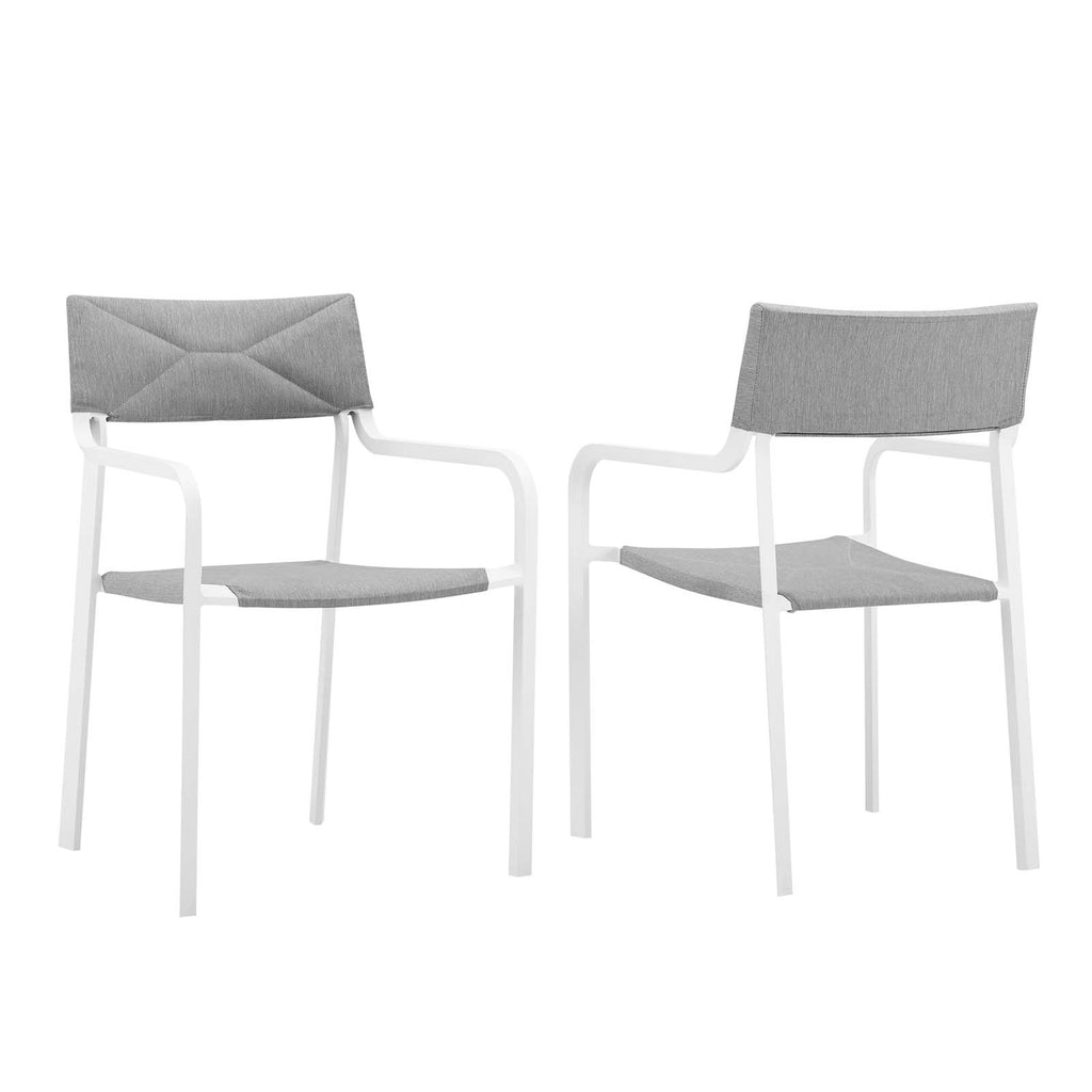 Raleigh Outdoor Patio Aluminum Armchair Set of 2 in White Gray