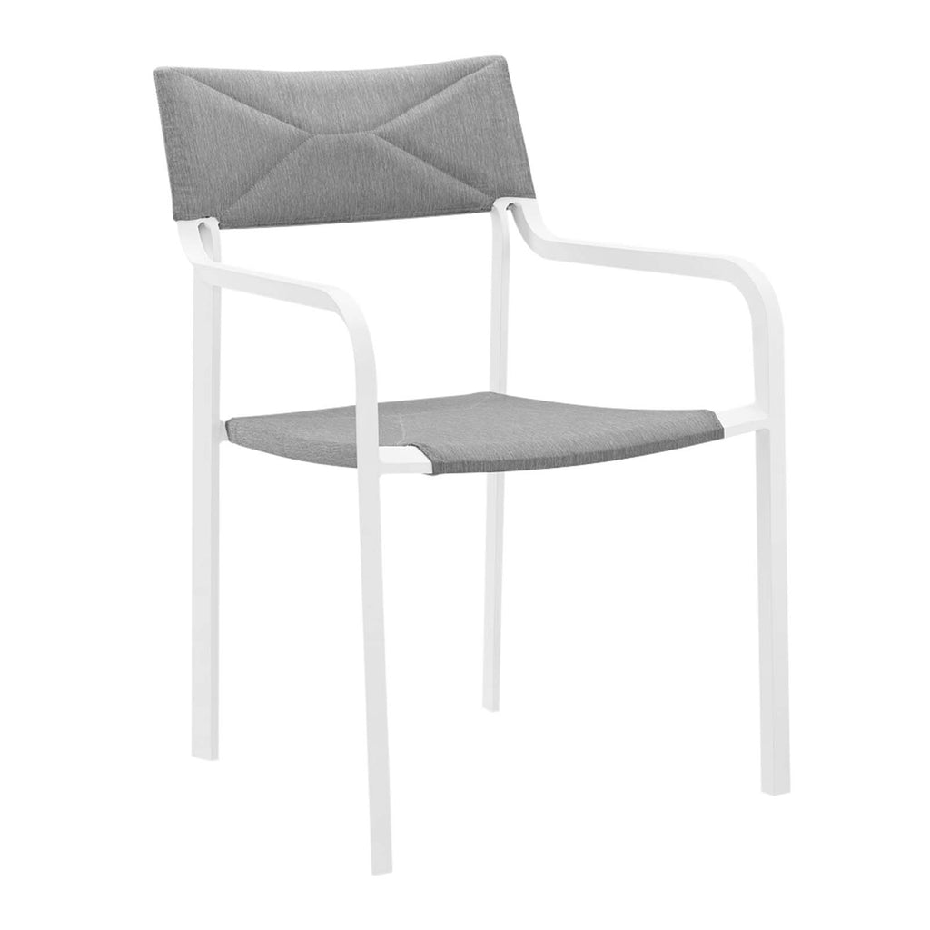 Raleigh Outdoor Patio Aluminum Armchair Set of 2 in White Gray