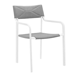 Raleigh Outdoor Patio Aluminum Armchair Set of 2 in White Gray