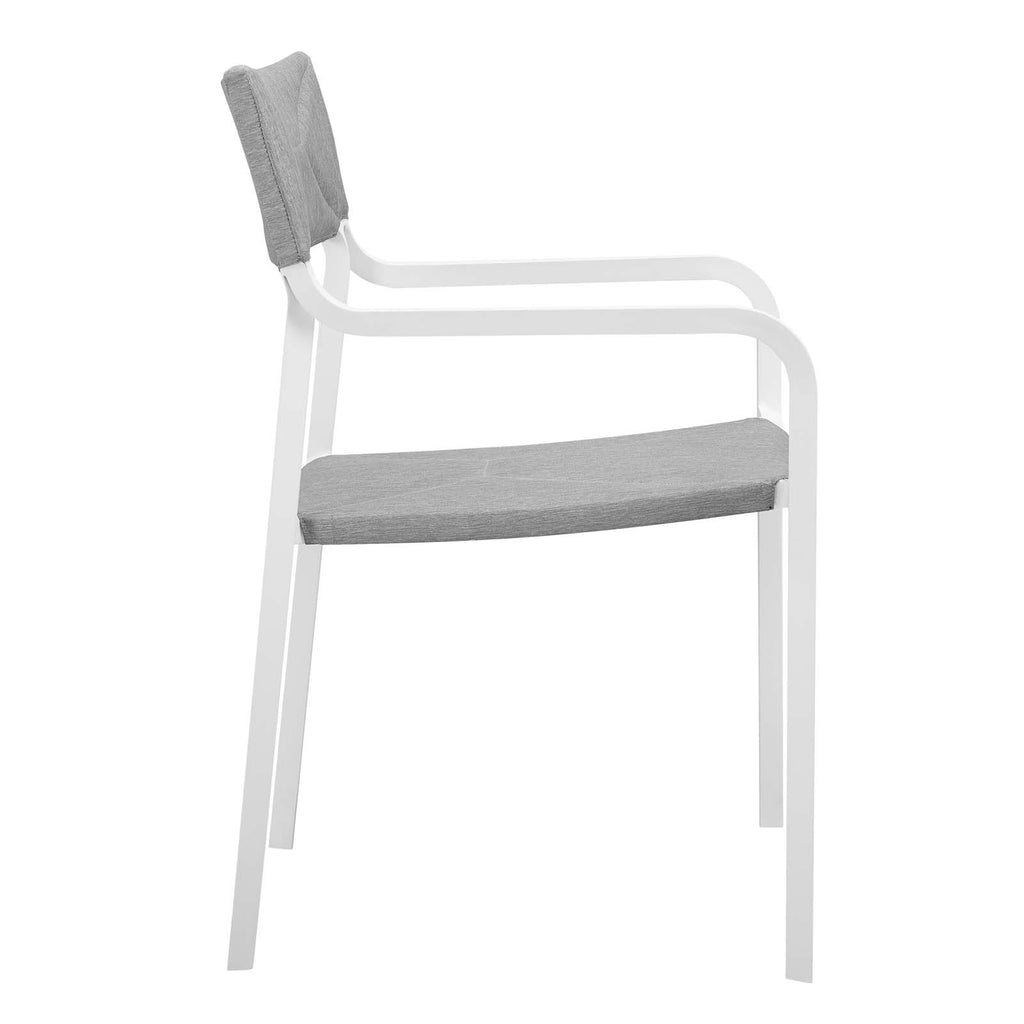 Raleigh Outdoor Patio Aluminum Armchair Set of 2 in White Gray