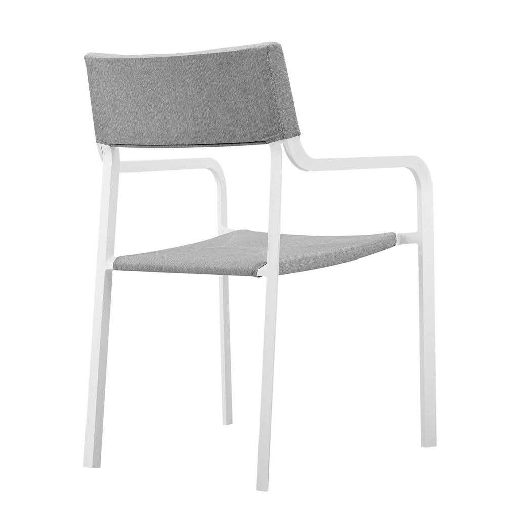 Raleigh Outdoor Patio Aluminum Armchair Set of 2 in White Gray