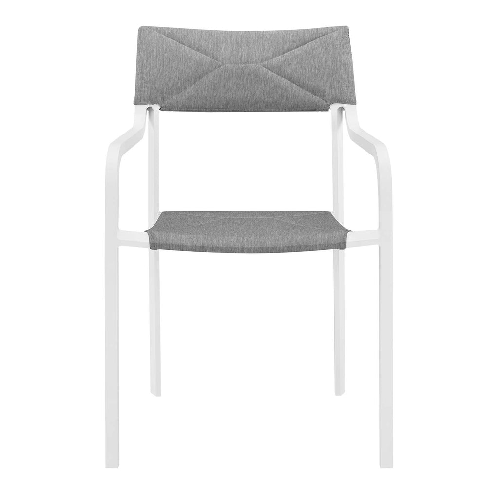 Raleigh Outdoor Patio Aluminum Armchair Set of 2 in White Gray