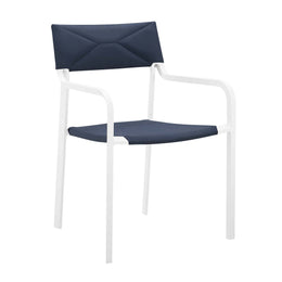 Raleigh Outdoor Patio Aluminum Armchair Set of 2 in White Navy