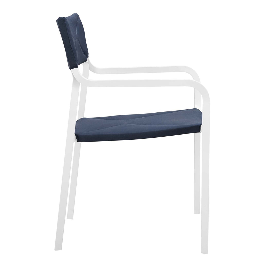 Raleigh Outdoor Patio Aluminum Armchair Set of 2 in White Navy