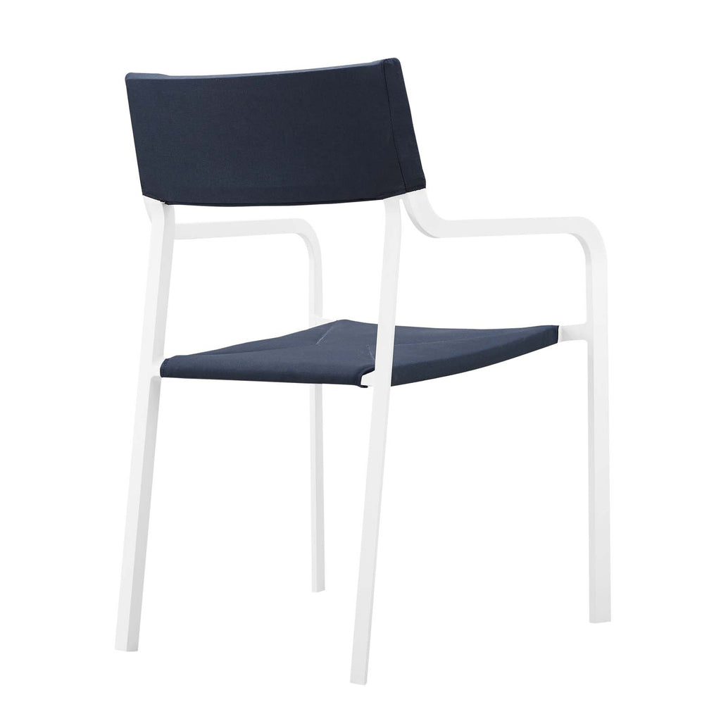 Raleigh Outdoor Patio Aluminum Armchair Set of 2 in White Navy