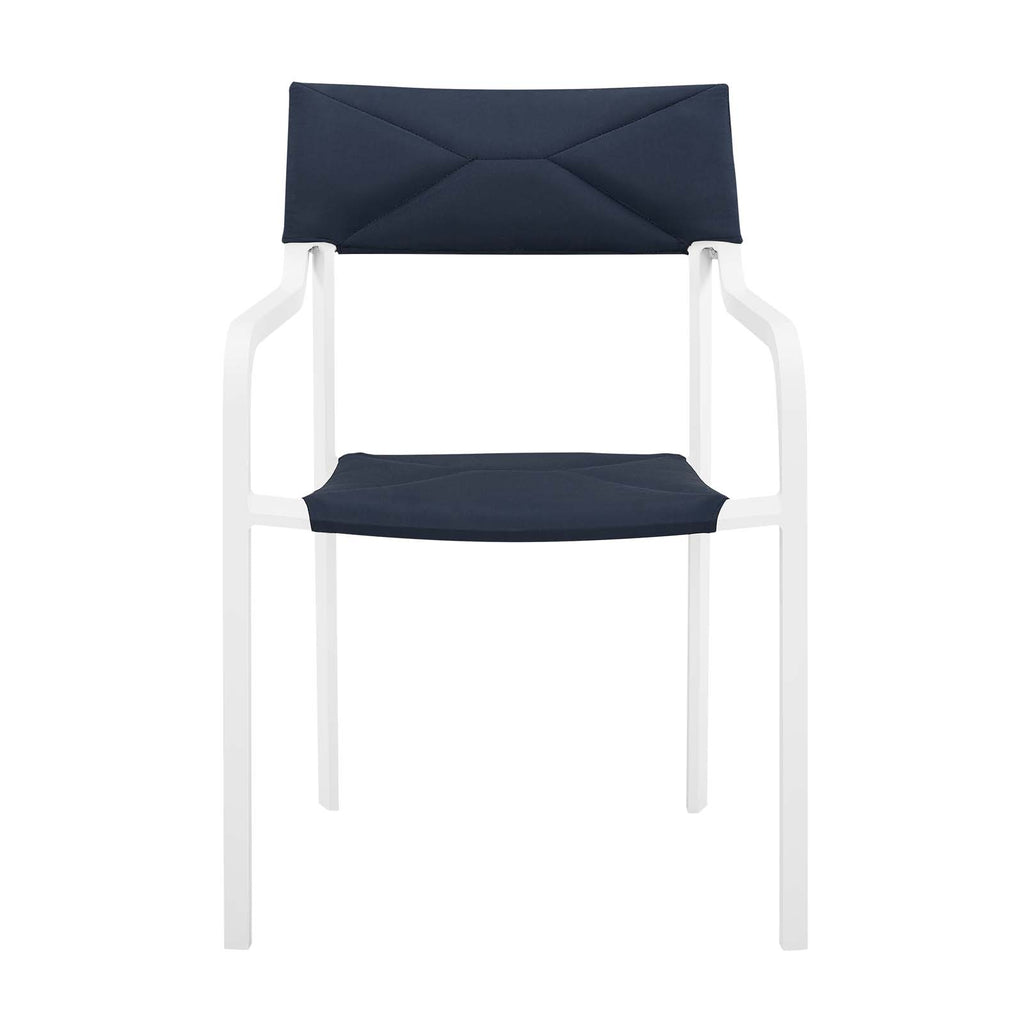 Raleigh Outdoor Patio Aluminum Armchair Set of 2 in White Navy