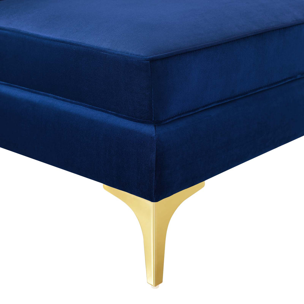 Triumph Channel Tufted Performance Velvet Sectional Sofa Corner Chair in Navy