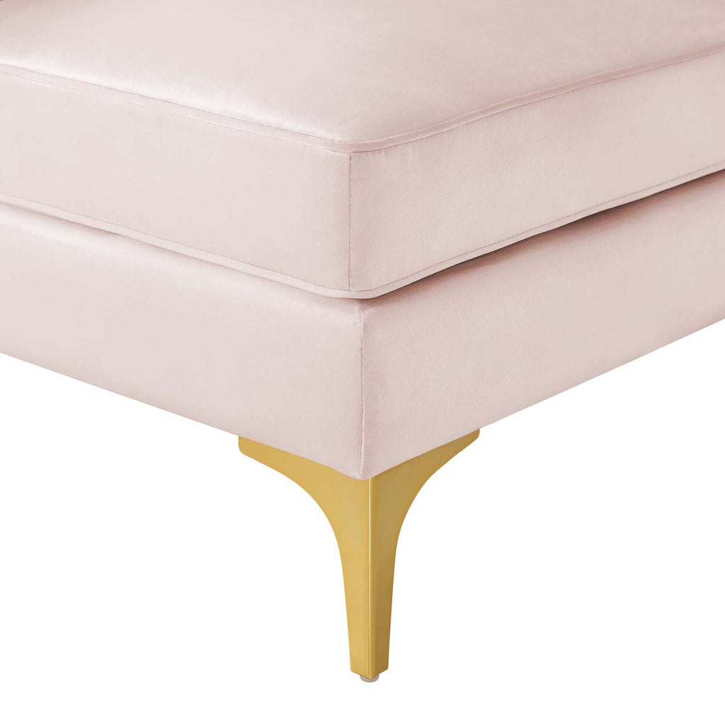 Triumph Channel Tufted Performance Velvet Sectional Sofa Corner Chair in Pink