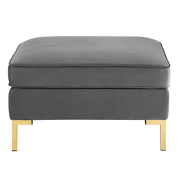 Ardent Performance Velvet Ottoman in Gray