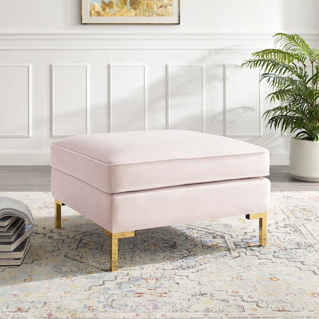 Ardent Performance Velvet Ottoman in Pink