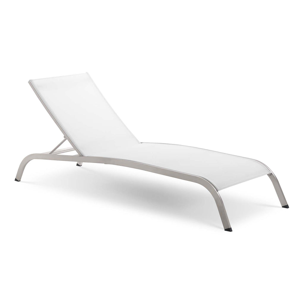 Savannah Outdoor Patio Mesh Chaise Lounge Set of 2 in White