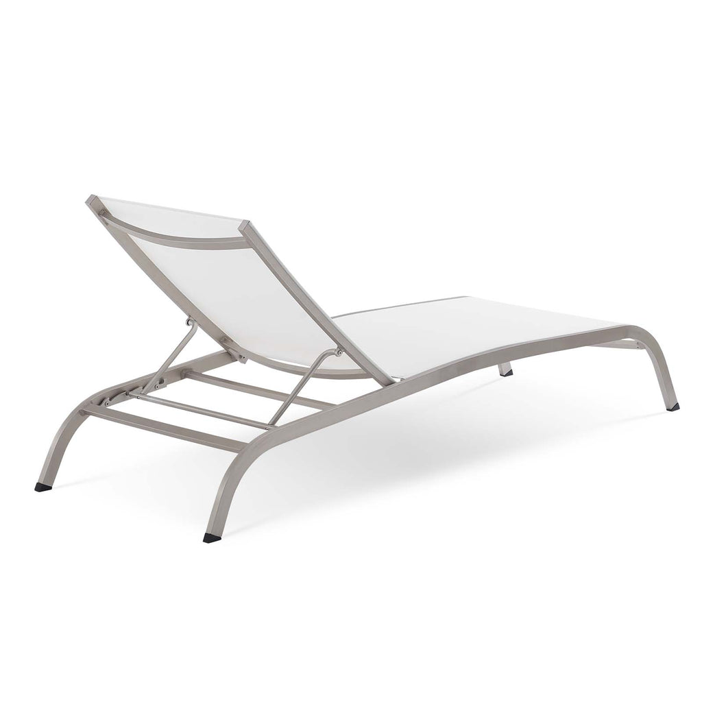 Savannah Outdoor Patio Mesh Chaise Lounge Set of 2 in White