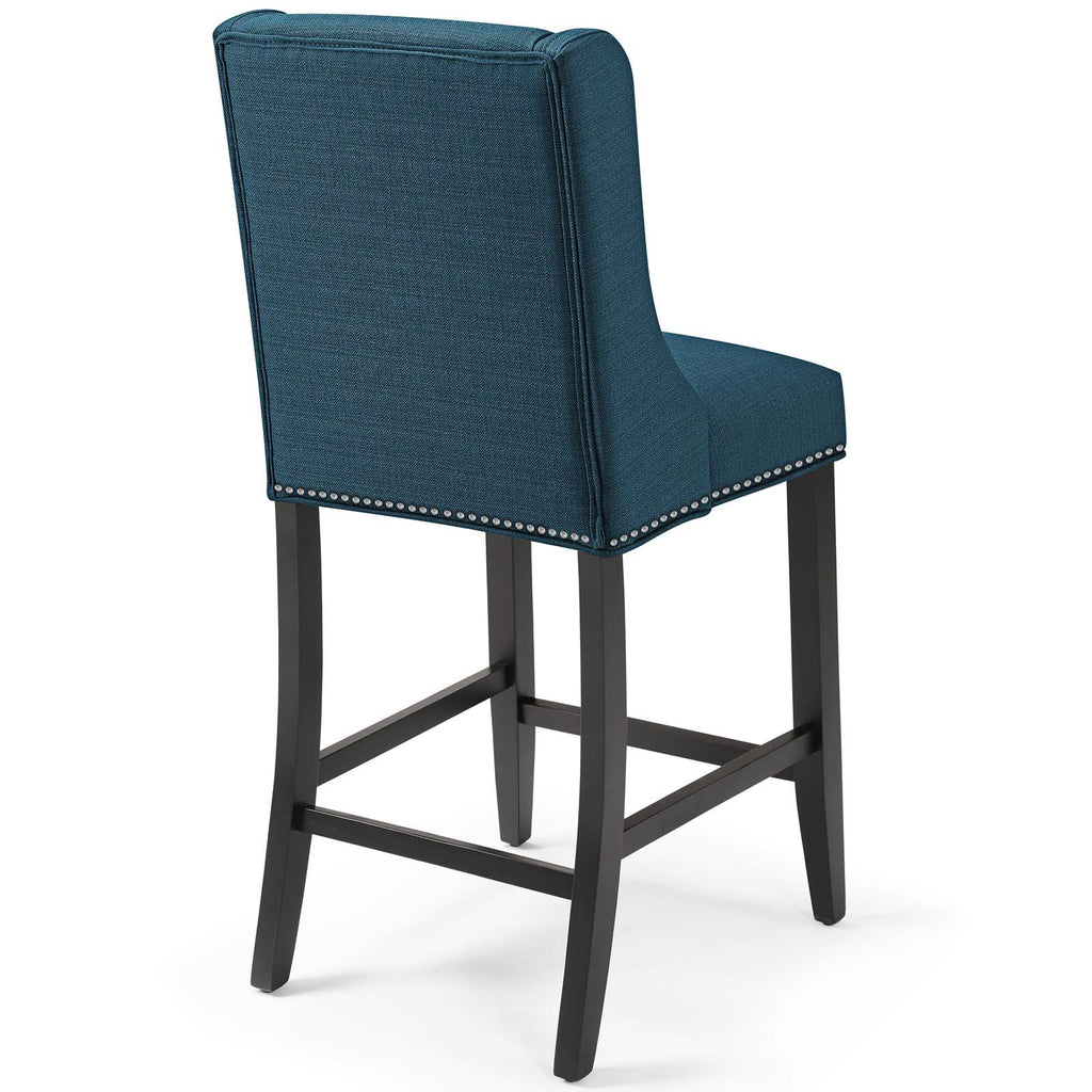 Baron Counter Stool Upholstered Fabric Set of 2 in Azure
