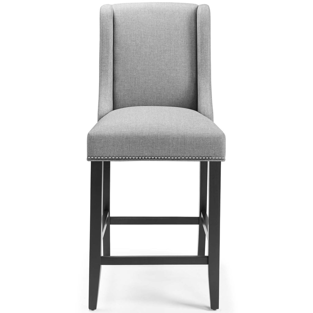 Baron Counter Stool Upholstered Fabric Set of 2 in Light Gray