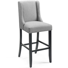 Baron Bar Stool Upholstered Fabric Set of 2 in Light Gray