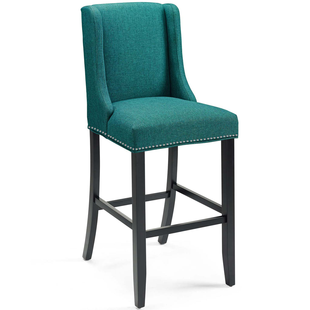 Baron Bar Stool Upholstered Fabric Set of 2 in Teal