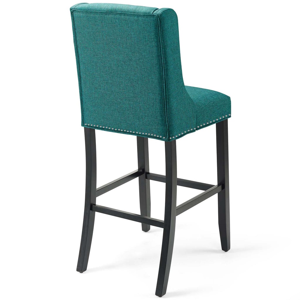 Baron Bar Stool Upholstered Fabric Set of 2 in Teal