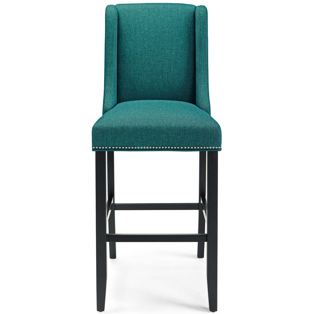 Baron Bar Stool Upholstered Fabric Set of 2 in Teal