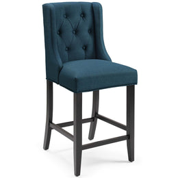 Baronet Counter Bar Stool Upholstered Fabric Set of 2 in Azure