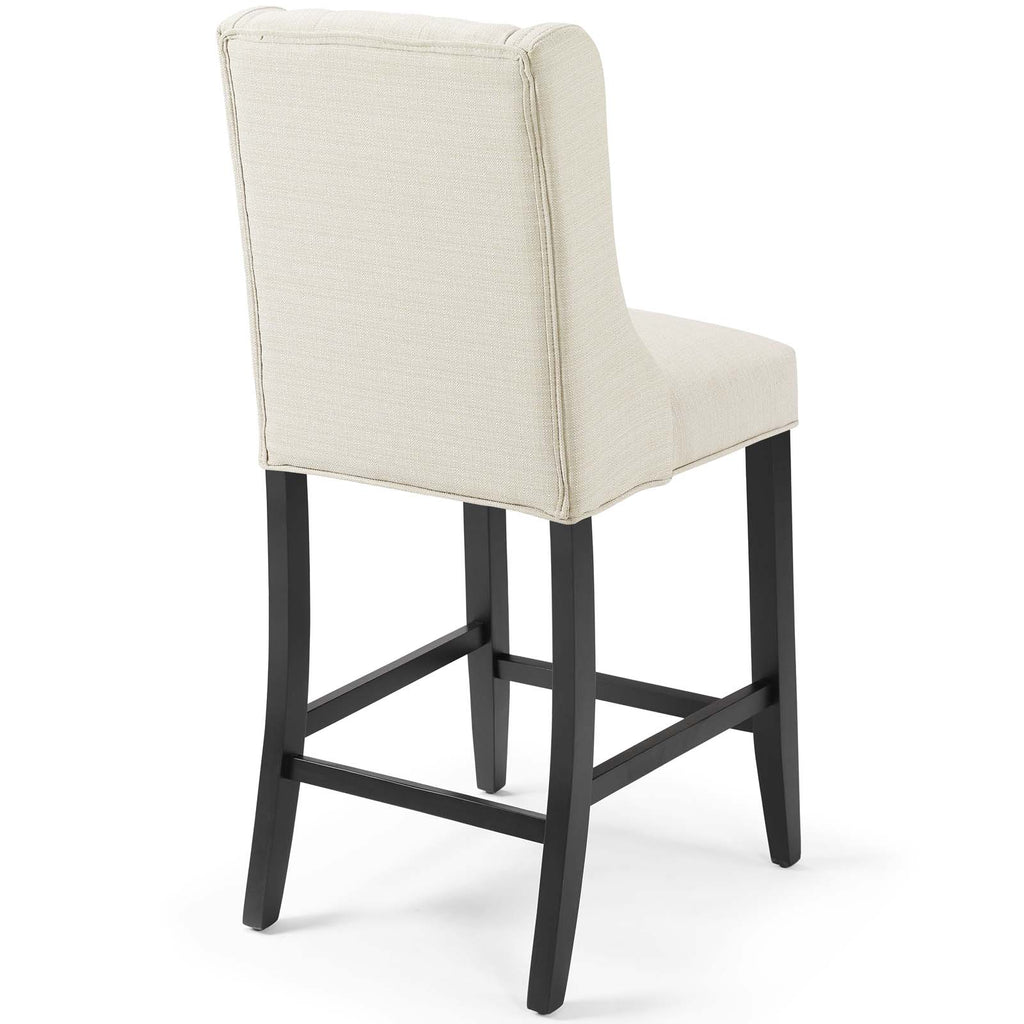 Baronet Counter Bar Stool Upholstered Fabric Set of 2 in Beige