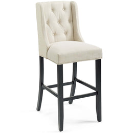 Baronet Bar Stool Upholstered Fabric Set of 2 in Beige